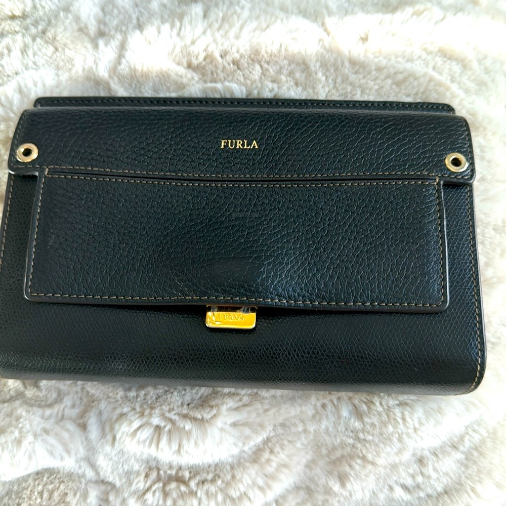 Furla Black Leather small clutch
